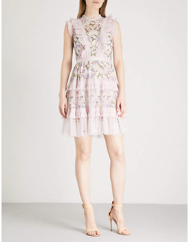 NEEDLE AND THREAD Prism Ditsy sleeveless tulle mini dress