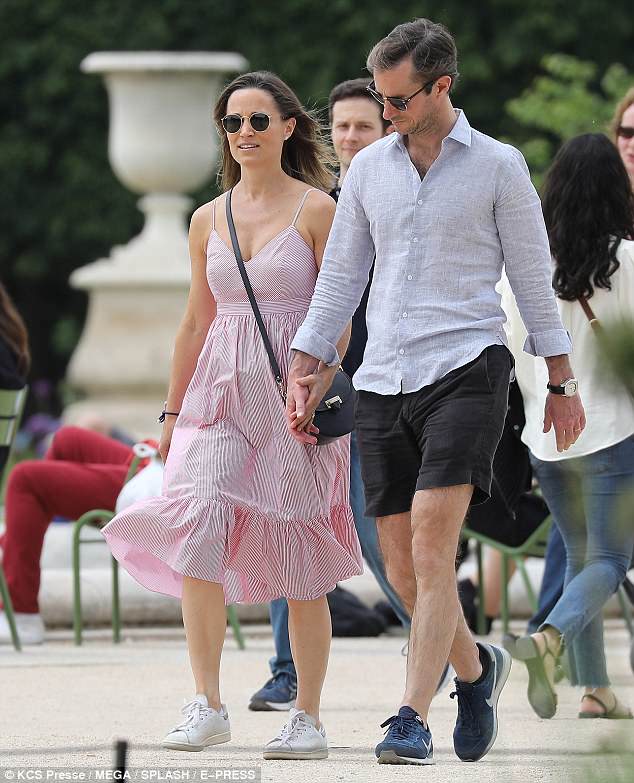 Pippa Middleton striped sundress strappy frill hem May 2018
