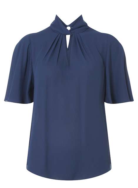 Dorothy Perkins Womens Navy Hannah Flutter Sleeve Blouse