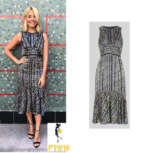 Holly Willoughby This Morning style outfit floral panelled dress black sandals June 2018