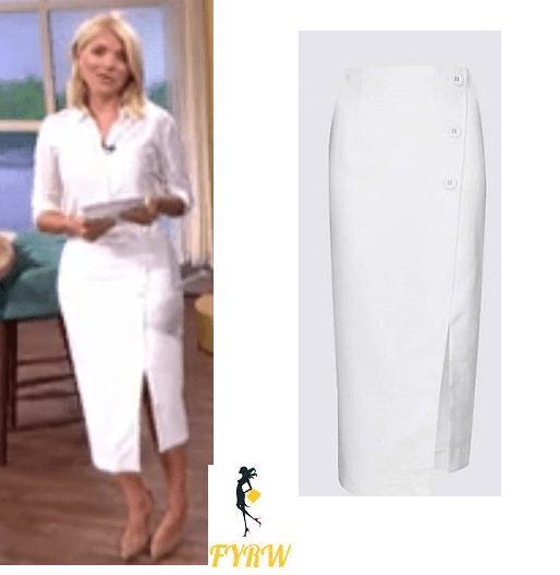 Holly willoughby This Morning style white split pencil skirt white shirt June 2018
