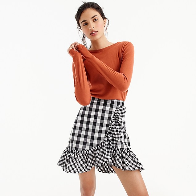 J Crew Ruffle mini skirt in gingham