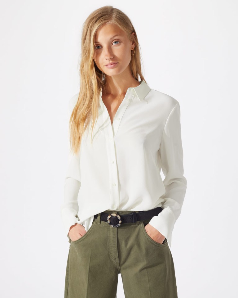 Jigsaw Silk Shirt ivory