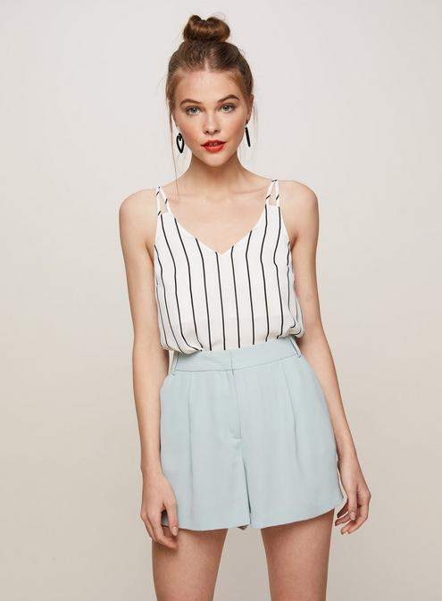 Miss Selfridge Pale blue pleat shorts
