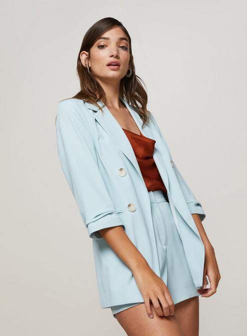 Miss Selfridge Pale blue faux double breasted blazer
