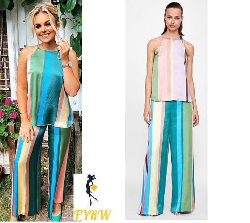 Tallia Storm blue multi striped halter top and trousers June 2018