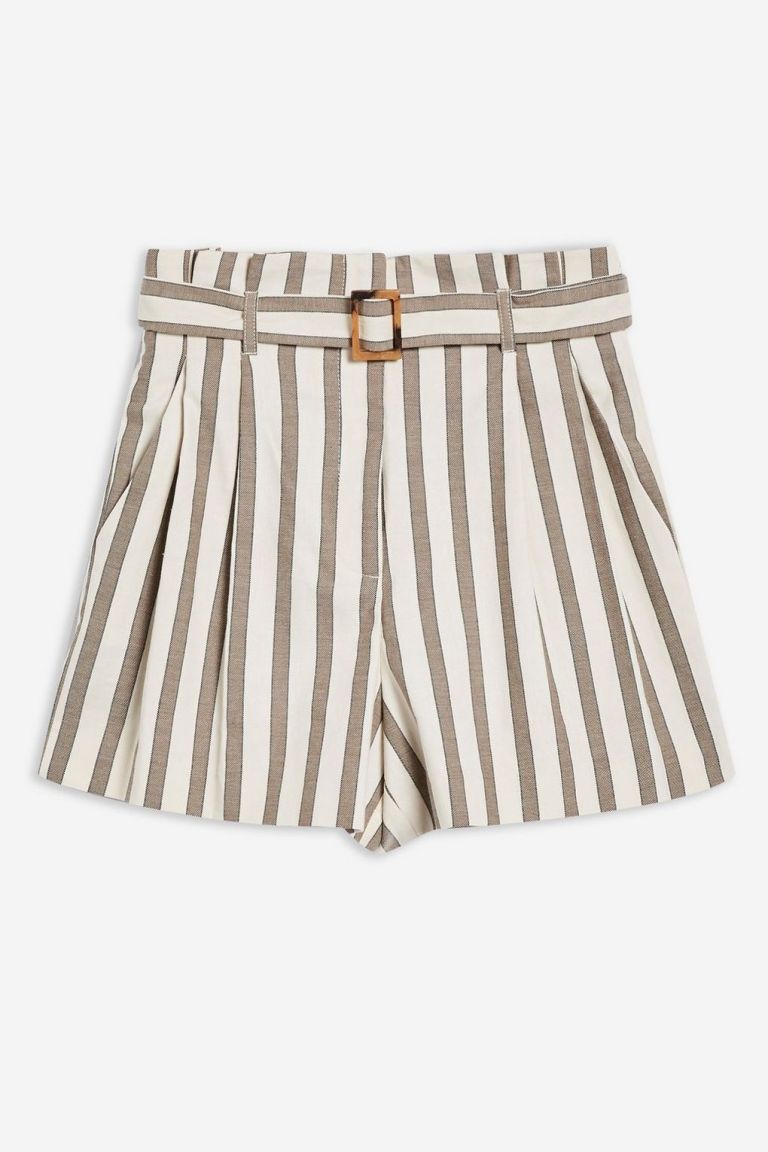 Topshop Taupe Striped Shorts