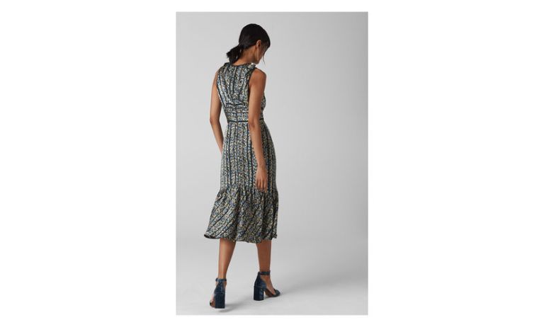 Whistles Floral Panelled Satin Dress back view