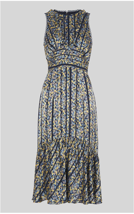 Whistles Floral Panelled Satin Dress