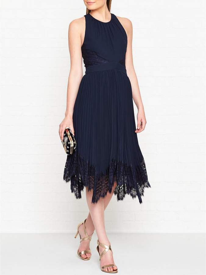 WHISTLES Lana Lace And Pleat Detail Sleeveless Dress