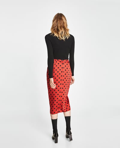 Zara knotted polka dot skirt back view