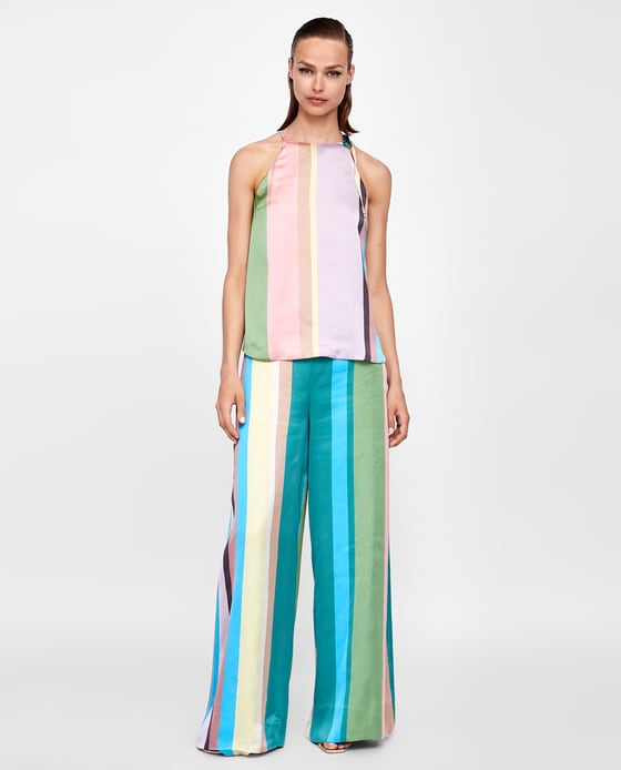 Zara Striped Halter Top and trousers