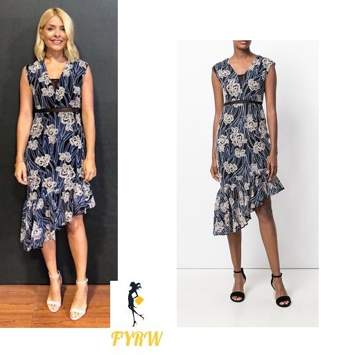 Holly Willoughby style outfit blog This Morning blue floral print dress white sandals July 2018