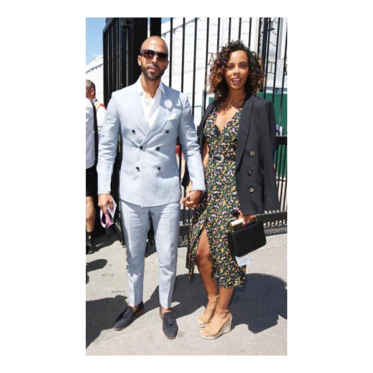 Rochelle Hulmes style black floral button through dress Wimbledon 2018