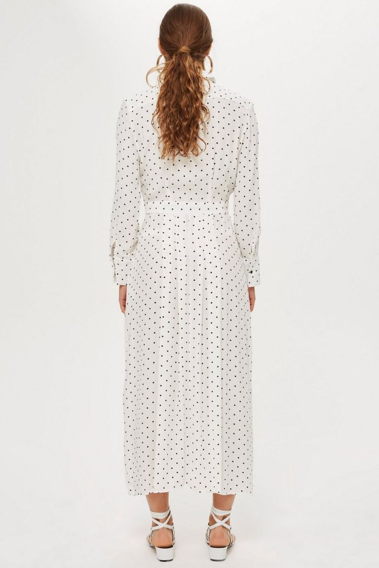 Topshop Pleated Spot Shirt Dress back view