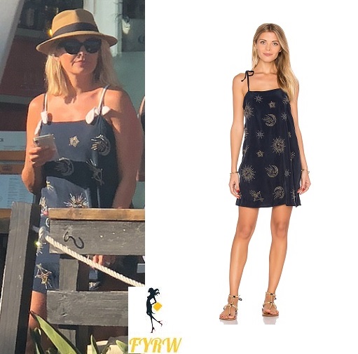Holly willoughby style moon and stars black beach dress July 2018