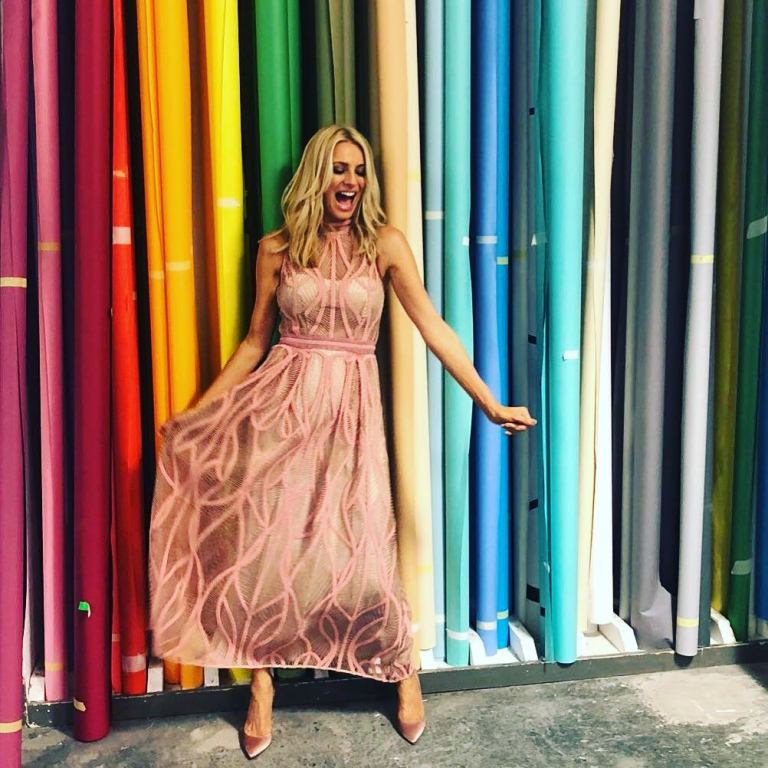 Tess Daly pink motif gown Strictly Come Dancing 2018