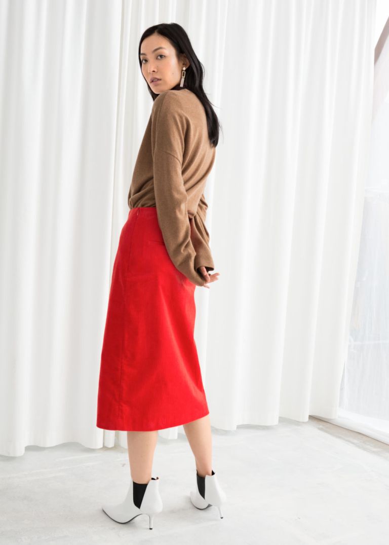 And Other Stories Front Slit Corduroy Midi Skirt v3