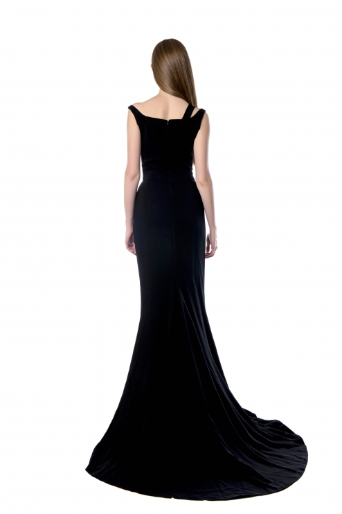 Celia Kritharioti Maxi Black Dress back view