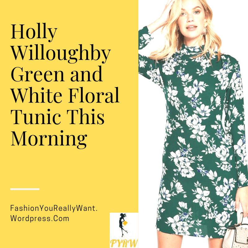 Holly Willoughby style outfit blog green and white floral dress nude court shoes This Morning September 2018