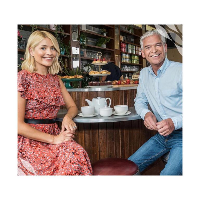 Holly willoughby style ruffle red and black leopard print dress Phil Schofield August 2018