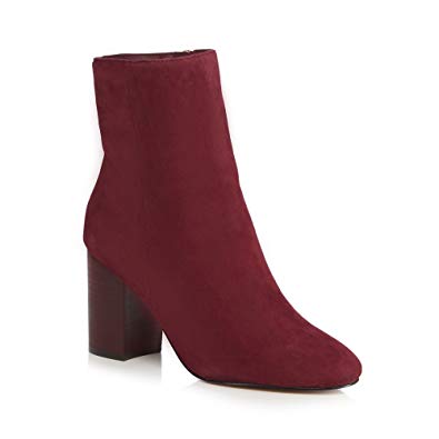 J by Jasper Conran Womens Wine Red Suede 'Jones' High Block Heel Ankle Boots