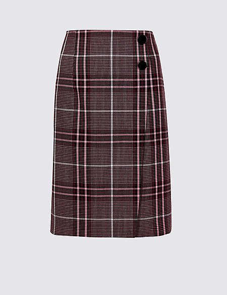 M&S Collection Checked Wrap Mini Skirt