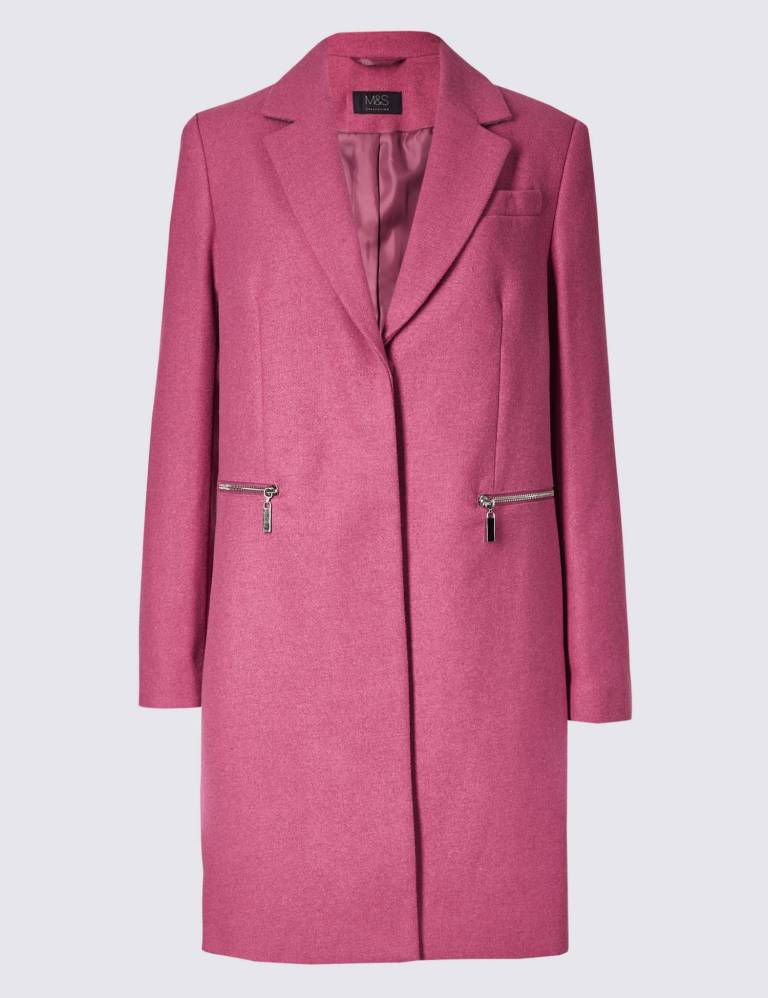 M&S Collection Wool Blend Single Breasted Coat