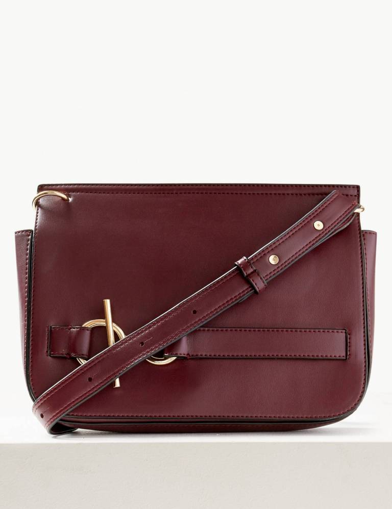 M&amp;S Collection Faux Leather Ring Detail Cross Body Bag