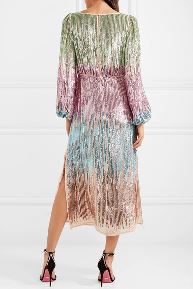 RiXO London Coco sequined tulle midi dress back view