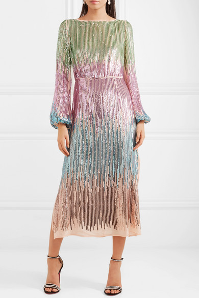 RiXO London Coco sequined tulle midi dress