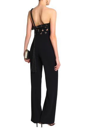 Roland Mouret Colburn One-Shoulder Fil Coupé Cloqué And Cady Jumpsuit back view