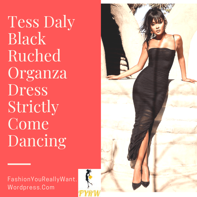 Tess Daly Strictly Come Dancing outfit Black Ruched Organza Dress September 2018