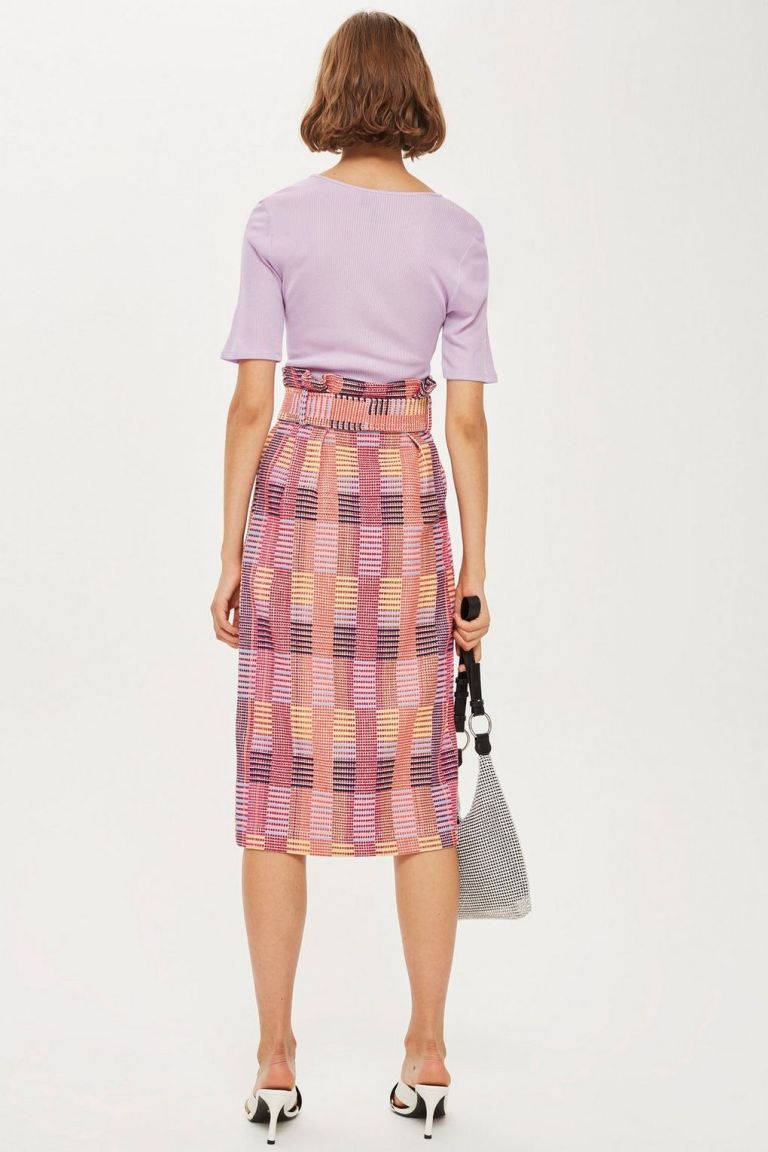 Topshop Multicoloured Jacquard Midi Skirt