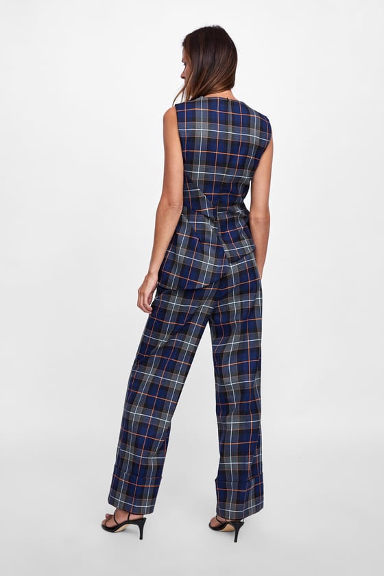 Zara Pleated Checked Top back view