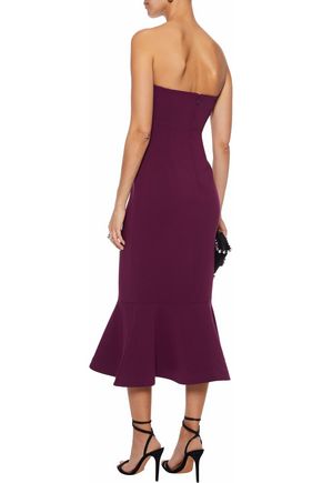 Cinq À Sept Strapless Fluted Crepe Midi Dress back view