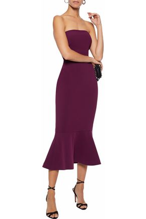 Cinq À Sept Strapless Fluted Crepe Midi Dress