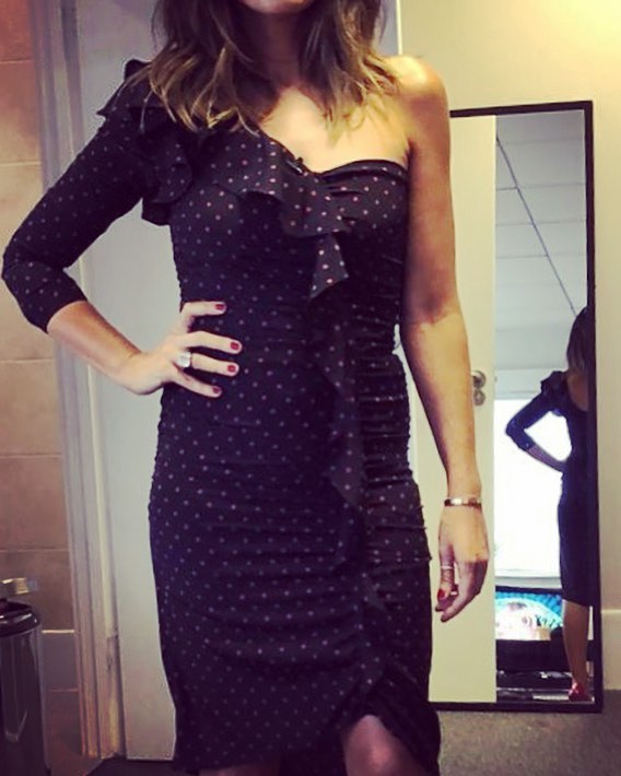 Claudia Winkleman dress Strictly black and red polka dot October 2018