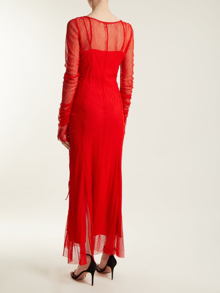 Diane Von Furstenberg Ruched Lace Gown back view