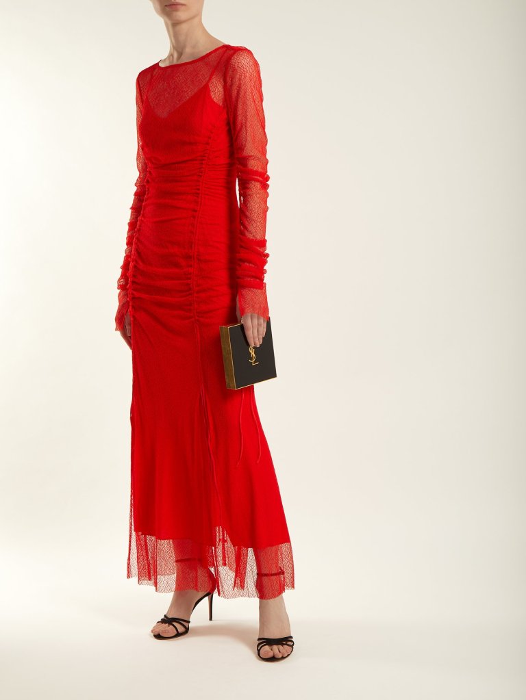 Diane Von Furstenberg Ruched Lace Gown