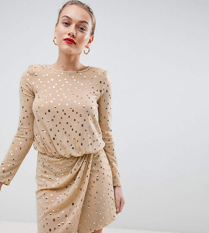 Flounce London Sequin Mini Dress With Shoulder Pads v2