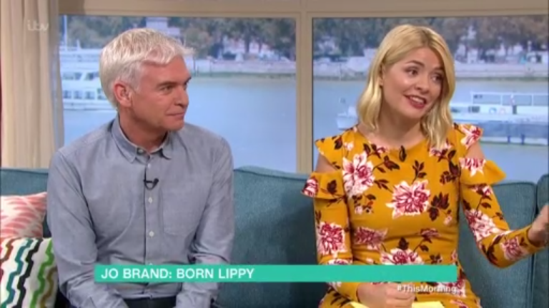 Holly Willoughby this morning dress today yellow floral cold shoulder dress October 2018