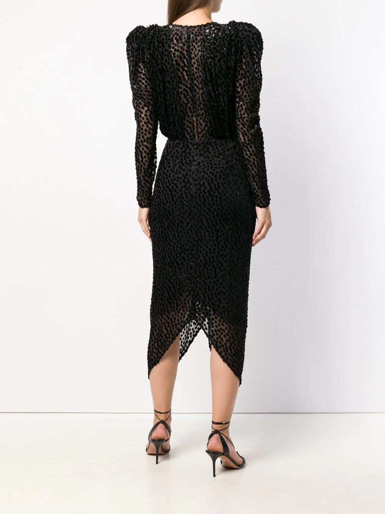 Isabel Marant Maray dotted velvet cocktail dress back view