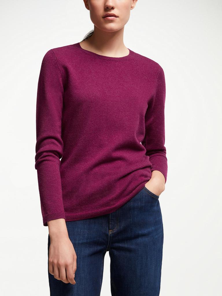 John Lewis &amp; Partners Cashmere Crew Neck Sweater burgundy