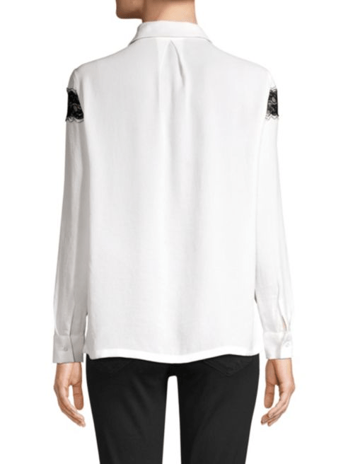 Maje Lace Trim Satin Blouse back view