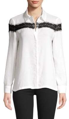 Maje Lace Trim Satin Blouse