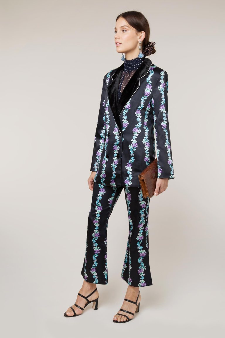 Rixo London Leo – Wavy Stripe Tulip Double Breasted Blazer