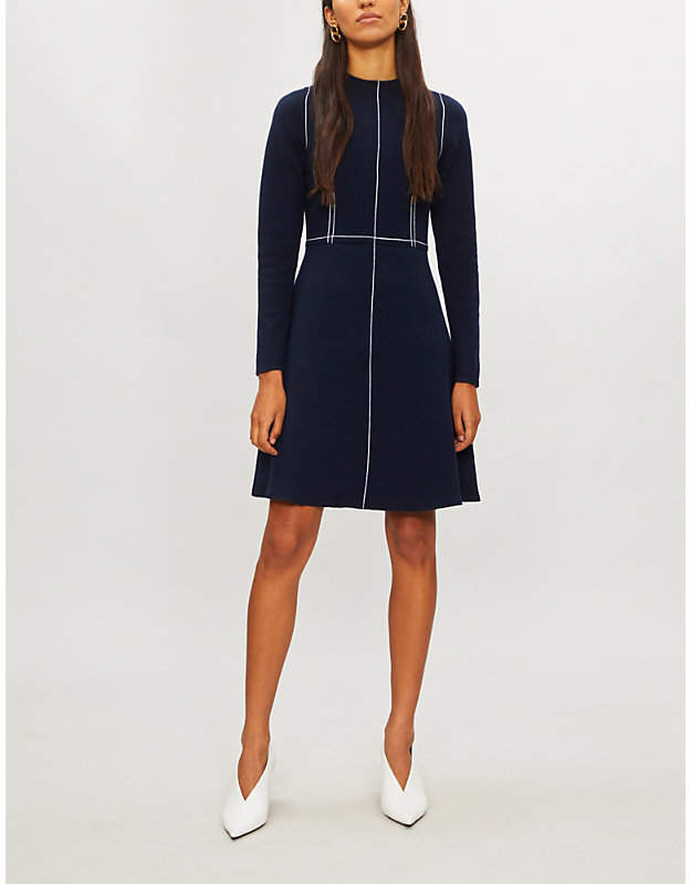 Sandro Contrast-stitch waffle-knit dress
