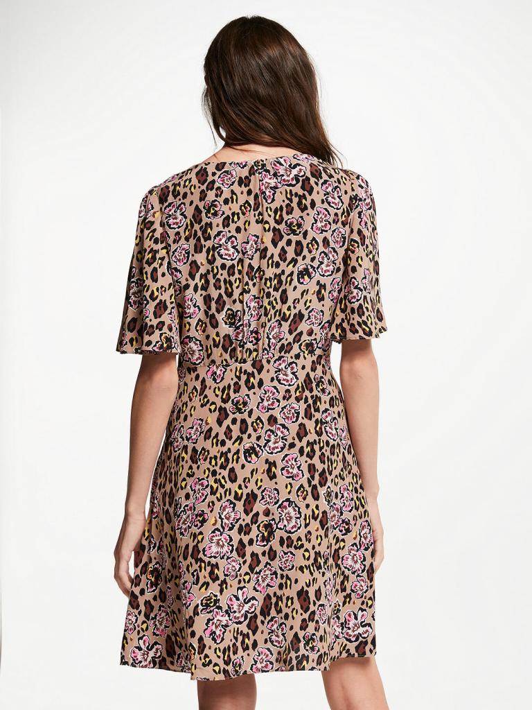 Somerset by Alice Temperley Leopard Floral Tie Neck Dress back view