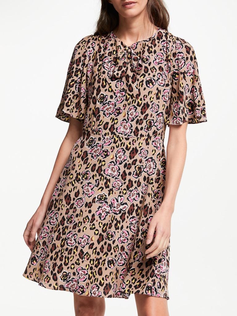 Somerset by Alice Temperley Leopard Floral Tie Neck Dress